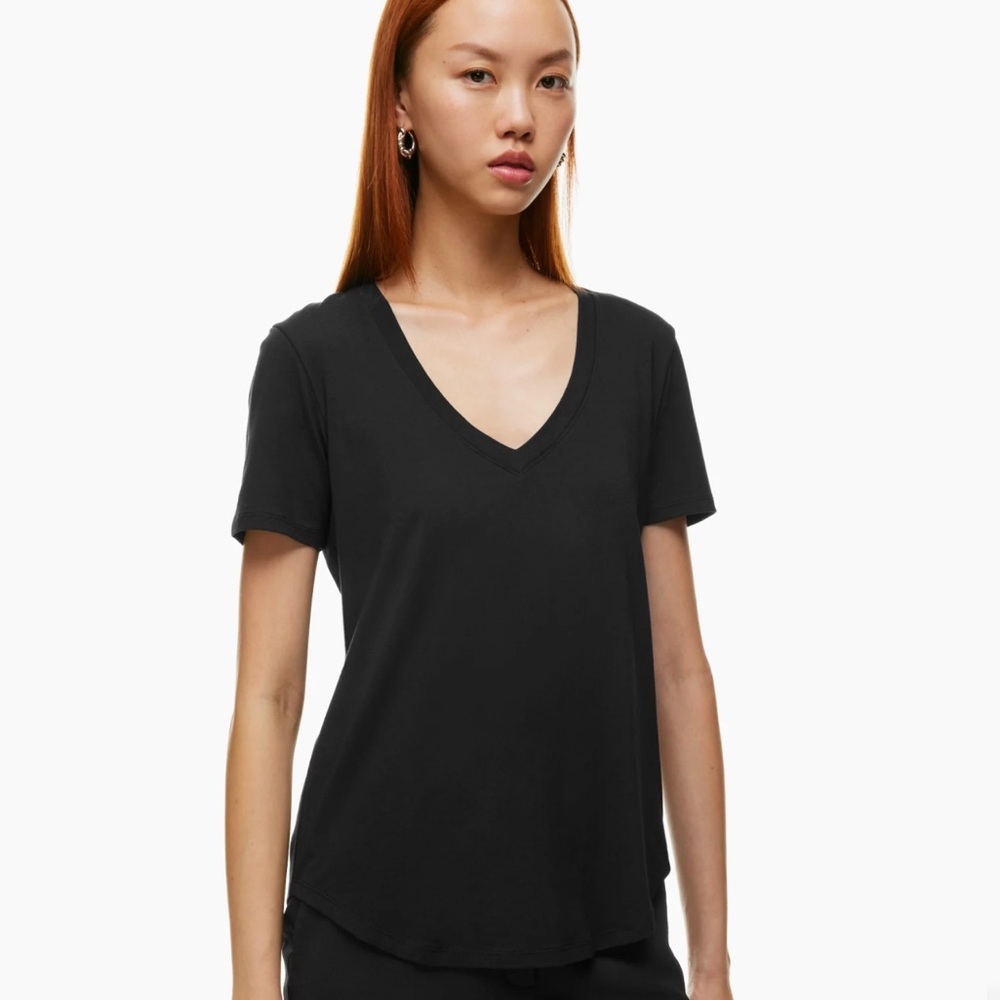 Aritzia The Group by Babaton Foundation V-Neck T-Shirt in Black